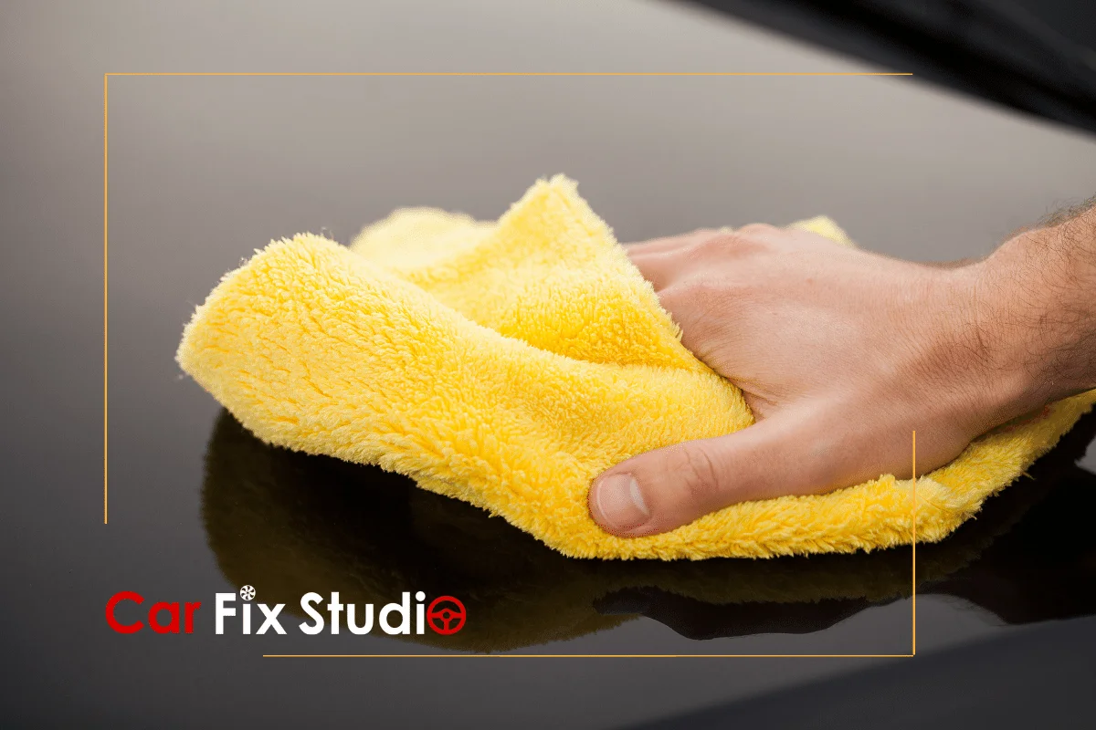 Using Microfiber Towel to dry black car with PPF or ceramic coating
